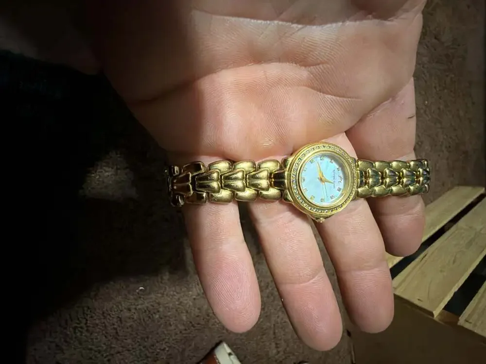 Roven Dino Strega Swiss Gold Tone Mother of Pearl Dial Diamond Bezel Women's